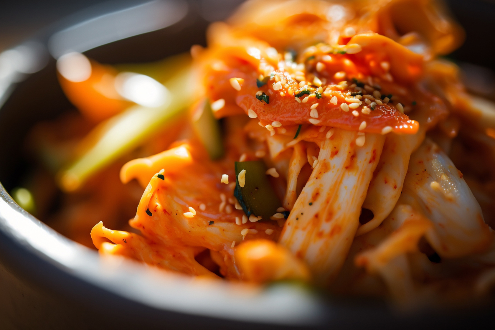 zoomed in photo of a kimchi dish.